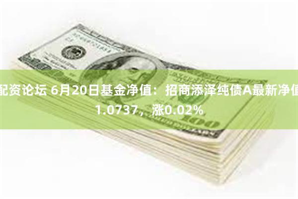 配资论坛 6月20日基金净值：招商添泽纯债A最新净值1.0737，涨0.02%